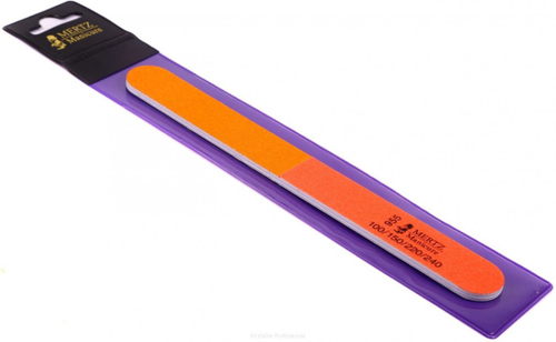 Mertz Пилка для ногтей прямая 4-х сторонняя 955, 100/150/220/240 грит, розово-оранжевый