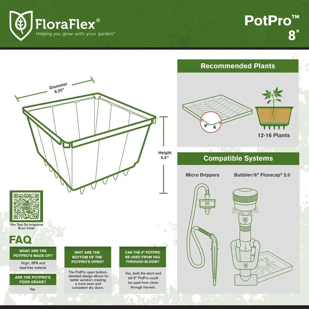 Ведро PotPro 8'' квадратное с кольями 1 GAL (3,7 л)
