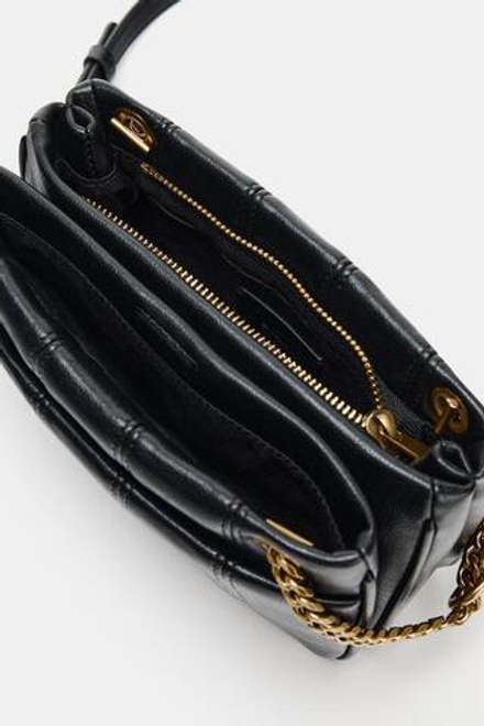 ZARA СТЕГАНАЯ СУМКА ЧЕРЕЗ ПЛЕЧО, ЧЕРНЫЙ