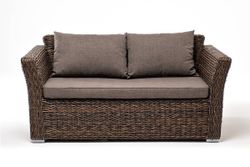 "Капучино" диван из искусственного ротанга (гиацинт) двухместный, цвет коричневый