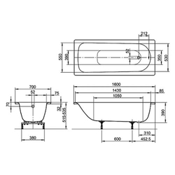 Стальная ванна Kaldewei Eurowa (Калдевей Еврова) 160x70 mod. 311-1