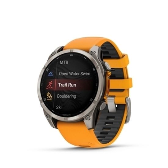 Мультиспортивные GPS часы Garmin Fenix 8 (47 mm) AMOLED, Sapphire Titanium with Spark Orange/Graphite Silicone Band 010-02904-11