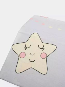 Постельное белье Сказка "Спящие звезды (серо-голубые)" 2-спальный Наволочка 50х70 см 2 шт Простынь на резинке 160х200 см Пододеяльник 175х215 см, перкаль