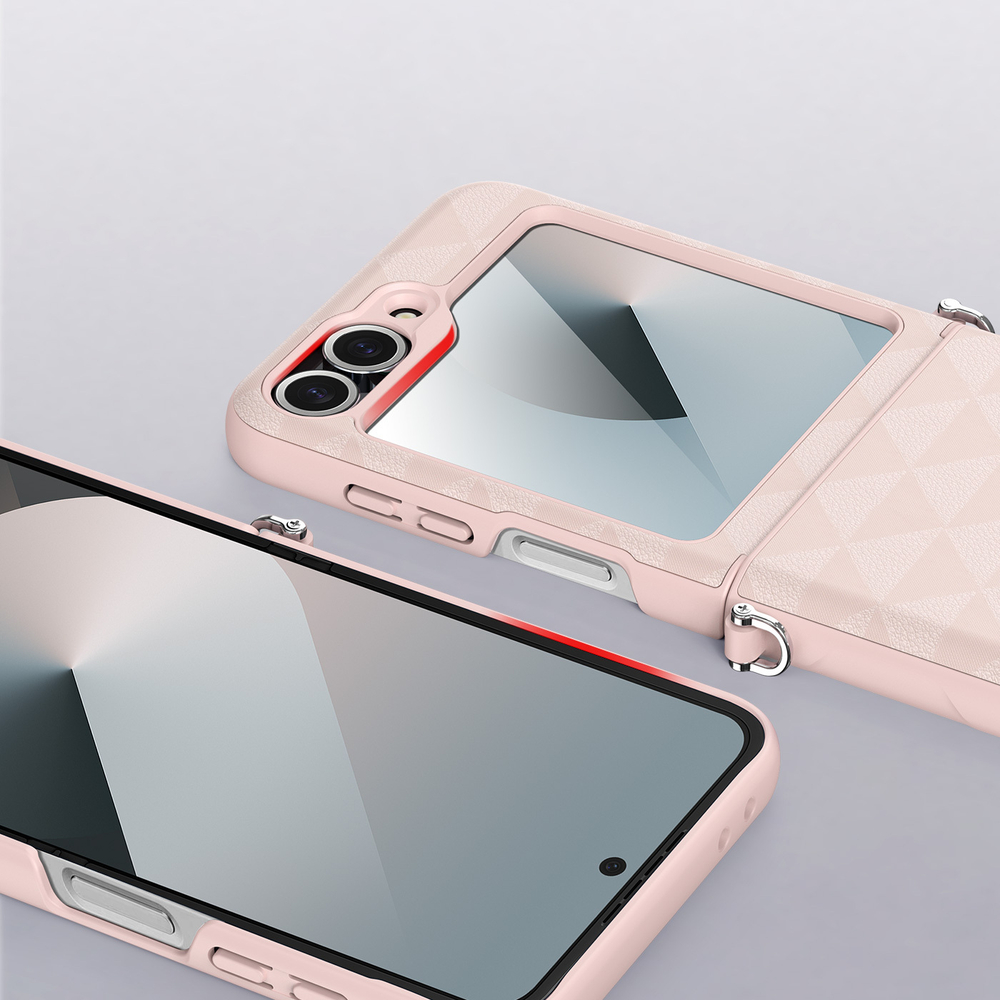 Складной чехол-книжка розового цвета от Dux Ducis для Samsung Z Flip 6, серия Fitt Series Case
