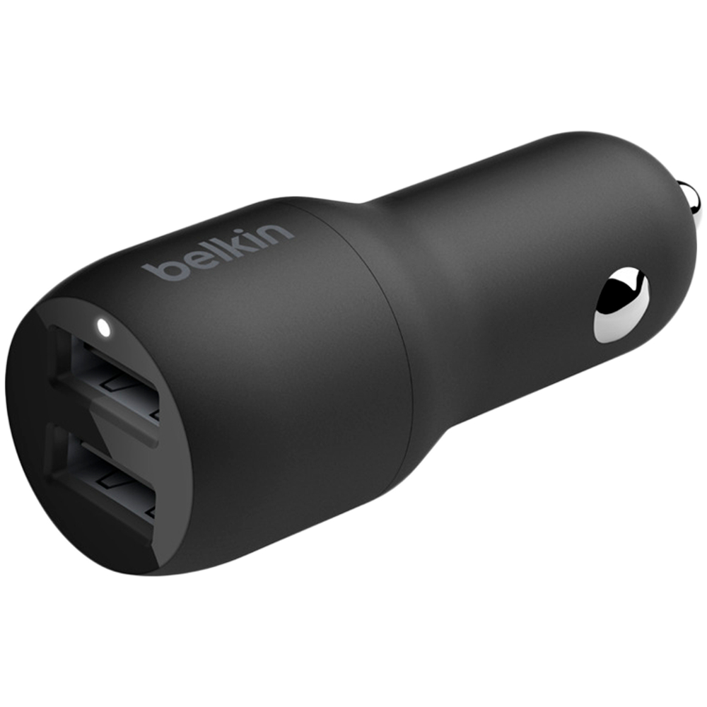 BELKIN Dual USB-A Car Charger, 12W X2, BLK