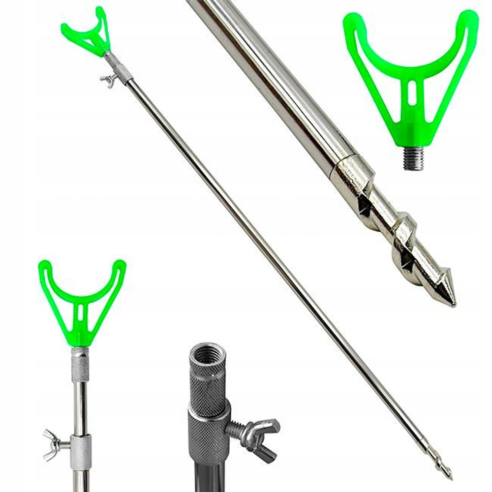 Подставка удилища нержавейка с буром телескоп под сигнализ 1.2 м