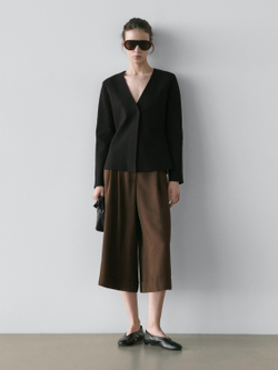 Massimo Dutti Длинные бермуды с подвернутыми штанинами, зеленый