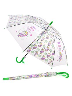 Зонт детский с рисунком Единорожки зеленый