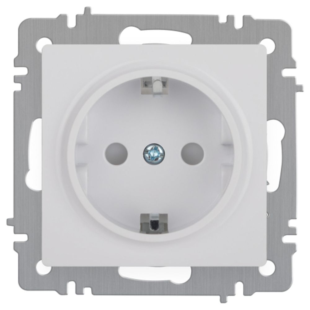 Розетка Intro Accent 6-206-01 2P+E Schuko со шторками, 16А-250В, IP20, СУ, AL/CU, белый | Intro