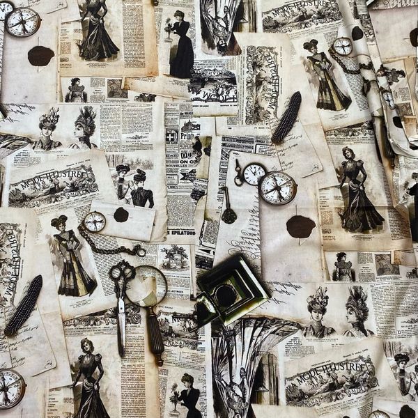 ДАМА ВИНТАЖ 100% хлопок, Handmade Fabrics, отрез 80 см 7