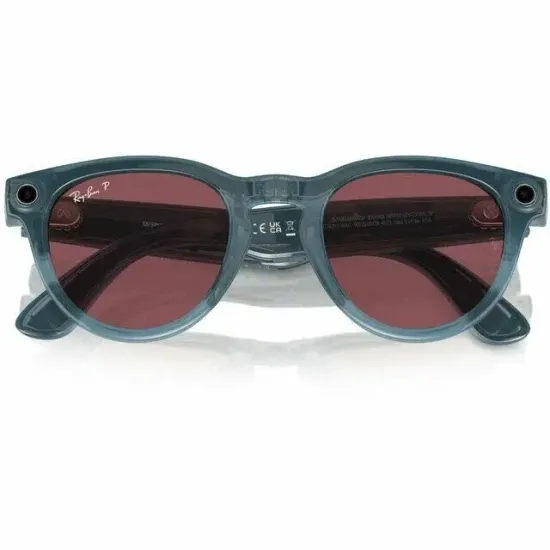 Солнцезащитные умные -очки с экшен камерой Ray Ban Headliner RW4009 66985Q 50 (Jeans Dusty Red) ( синий лиловый)