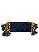 Карман Колян (черный с синей вышивкой, экокожа)