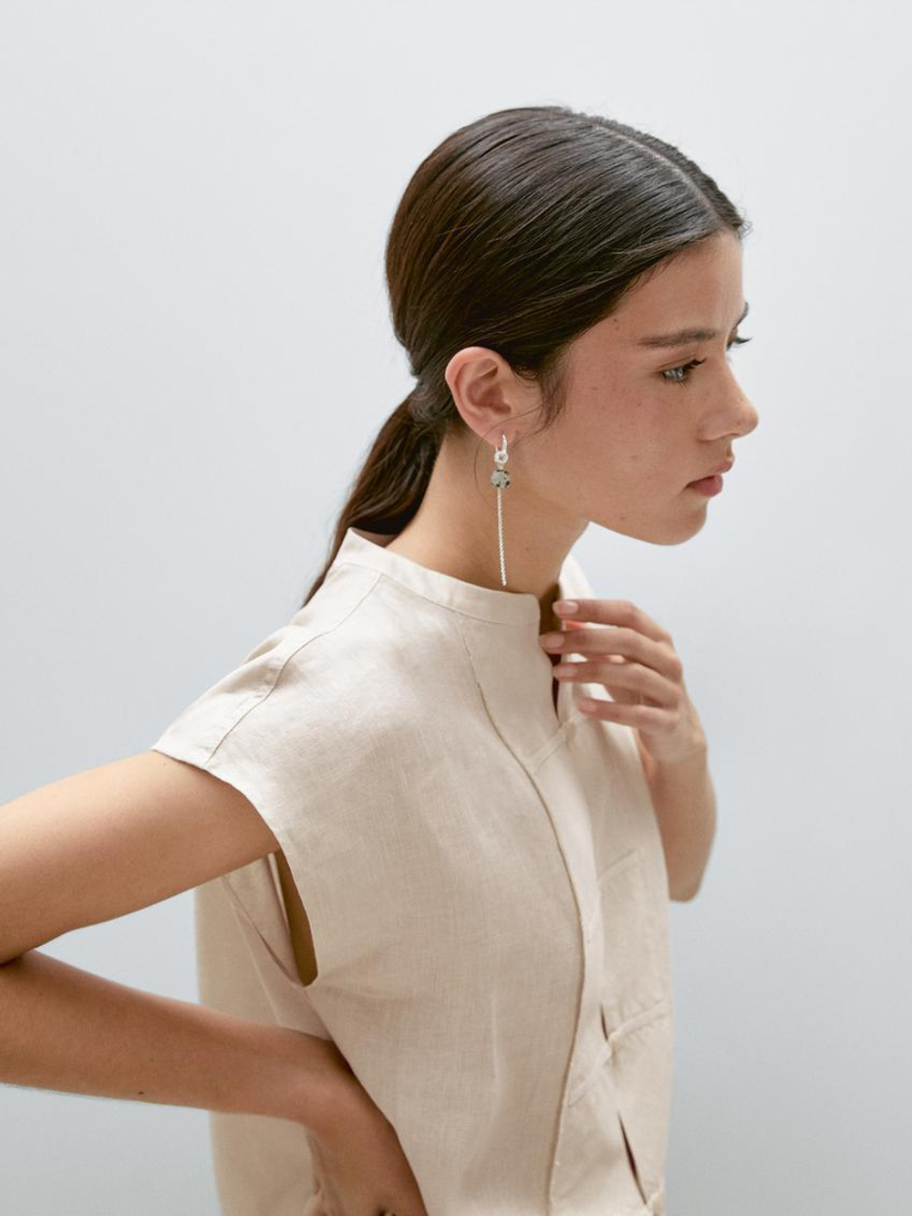 Massimo Dutti Жилет на пуговицах, бежевый