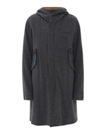 UNDERCOVER ПАЛЬТО СЕРОЕ С КАПЮШОНОМ ИЗ ШЕРСТИ