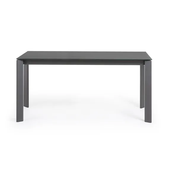 Раздвижной стол Axis 160-220x90 см, черное стекло, черный каркас