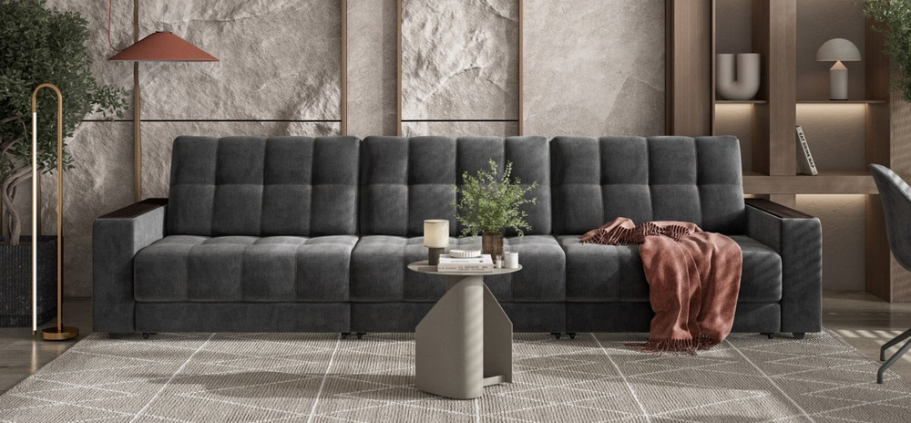 Диван Босс Гранд Велюр Монолит серый