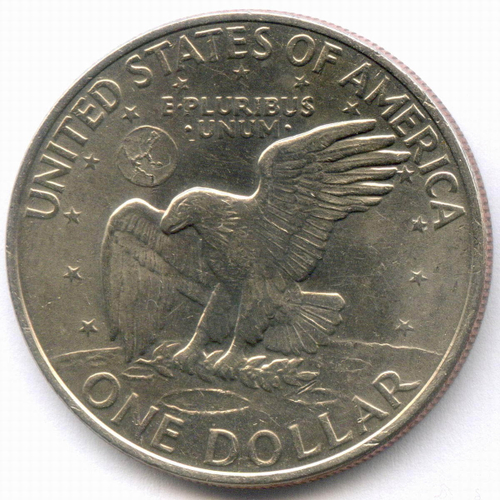1 доллар 1971 год (без знака - Philadelphia). США. Эйзенхауэр. Медь с медно-никелевым покрытием, диаметр 38.1 мм. XF-AU