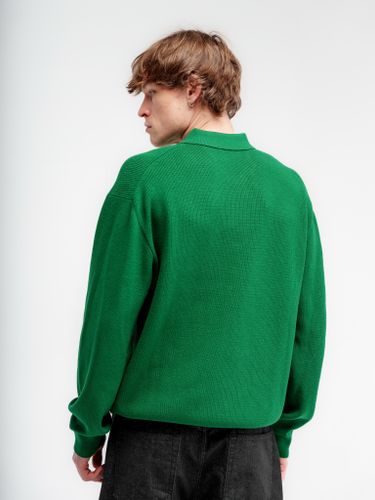 Зеленый джемпер LAINE с воротником-поло на молнии