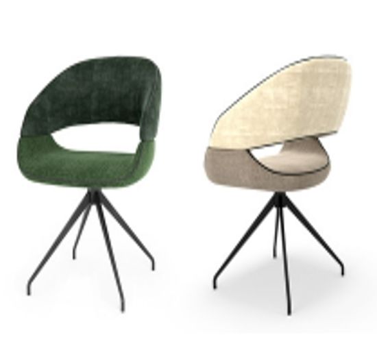 Стул EMBER 360 град. поворот. 7525-01 Бежевый, велюр/ ENJOY-100 Белый, ткань/ Черный