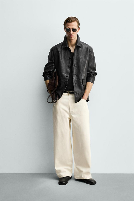 ZARA БРЮКИ RELAXED FIT, СВЕТЛО-БЕЖЕВЫЙ