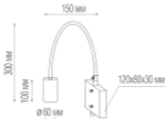 W111018/1 Donolux Modern бра, шир 3,5 см, выс 38 см, вын 42 см, LED 1хE27 5W 3000K, цвет арматуры черный