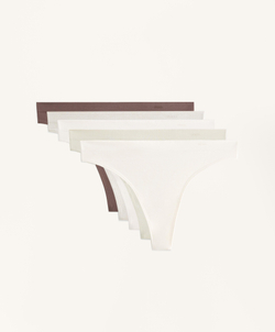 OYSHO Набор из 5 бесшовных трусов-стрингов, бежевый меланж