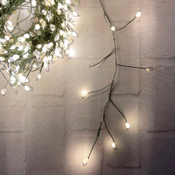 Гирлянда 1.5м Snake Light Капли Макро на зеленом проводе 600 ламп теплый белый свет