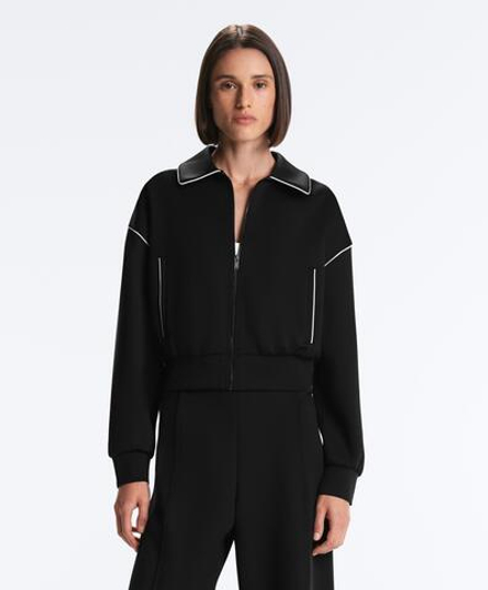 Oysho Куртка с эффектом неопрена без капюшона, черный