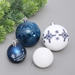 Набор шаров «Snow shine» 7 см + 5 см (24 предмета), Сапфир/белый