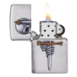 Зажигалка Zippo Sword Skull Desig с покрытием Brushed Chrome