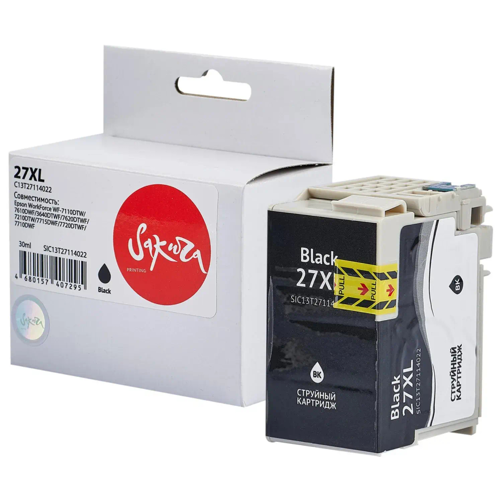 Картридж струйный Sakura C13T27114022 27XL BK пиг.чер. для Epson WF-7110DTW