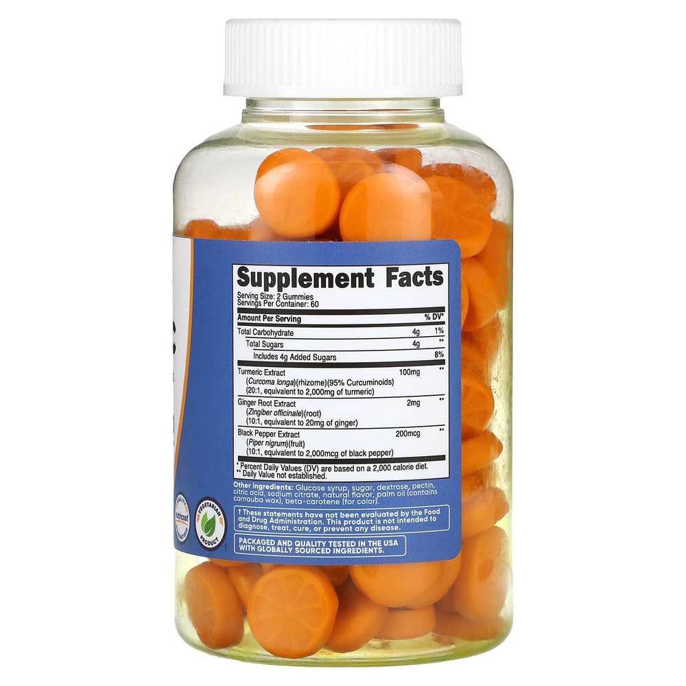 Nutricost, куркума, лимон, 120 жевательных мармеладок