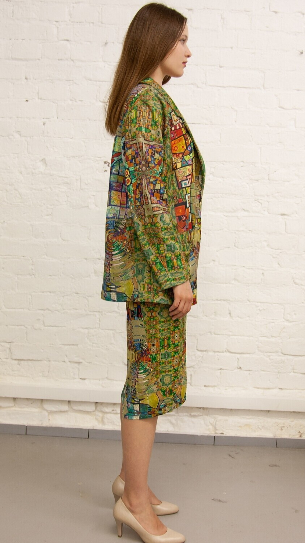 Комплект (платье и жакет) "Витраж", по мотивам живописи Тани МакКабе
