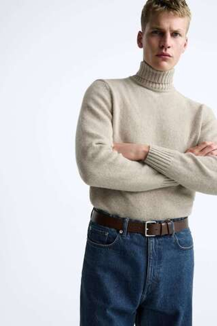 ZARA КОЖАНЫЙ РЕМЕНЬ С ДЕКОРАТИВНОЙ СТРОЧКОЙ, КОРИЧНЕВЫЙ