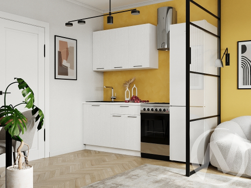 Кухня 1;2 м "Дольче" белый; уайт (корпус белый)