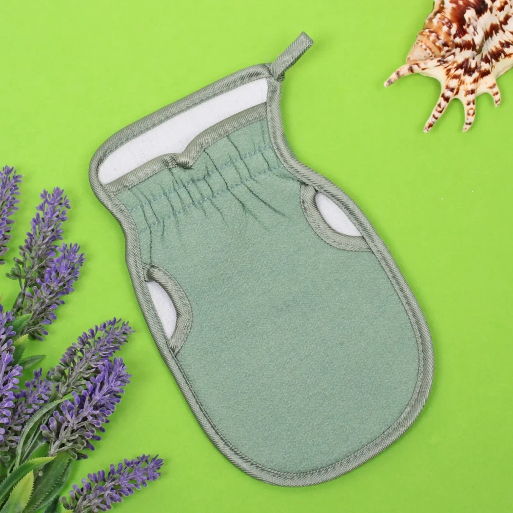 Мочалка - варежка скрабирующая «Premium - Paradise», цвет зеленый, 22*14см (ZIP пакет)