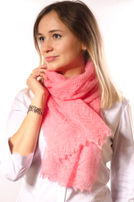 Оренбургский пуховый палантин А14060-15 розовый