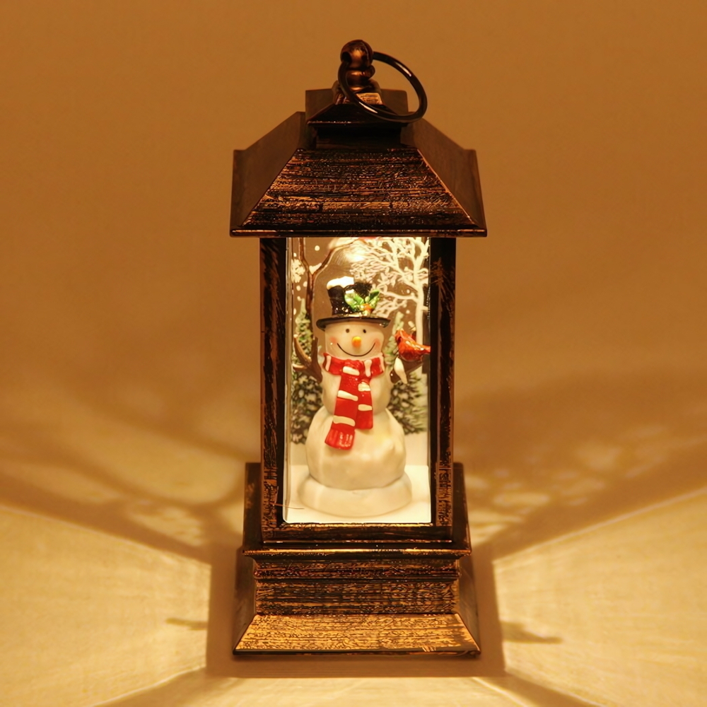 Сувенир с подсветкой «Фонарь с весёлым снеговиком» 5,3*5,3*12,5 см