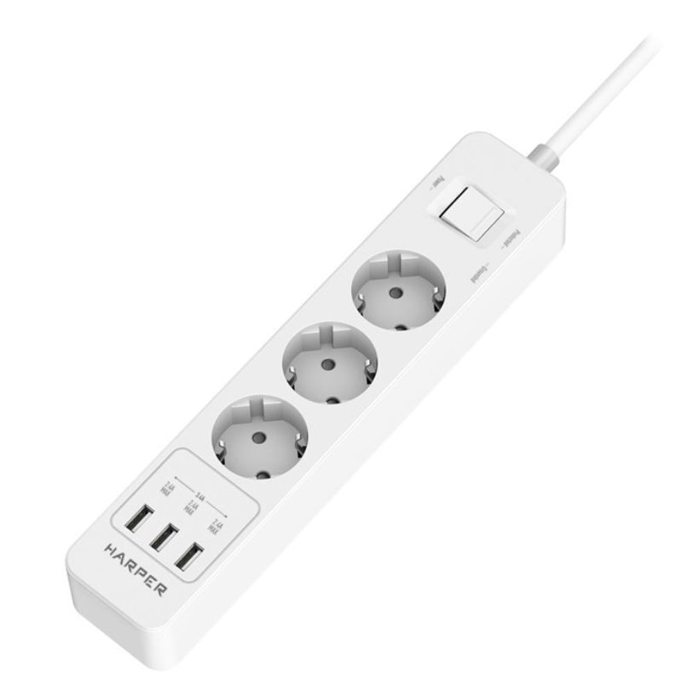 Удлинитель с USB зарядкой HARPER UCH-360 White