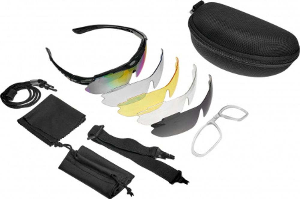 Очки спортивные солнцезащитные Bradex с 5 сменными линзами в чехле, черные