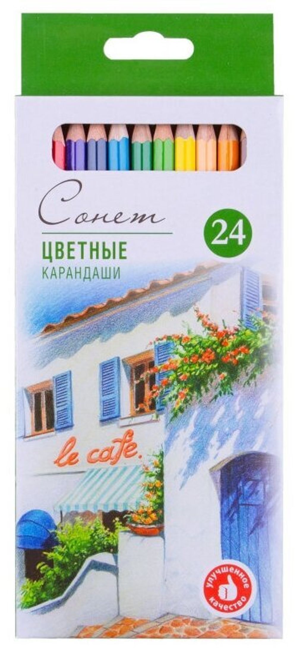 Карандаши цветные профессиональные "Сонет", 24 цвета, в картонной упаковке с европодвесом, 13141433