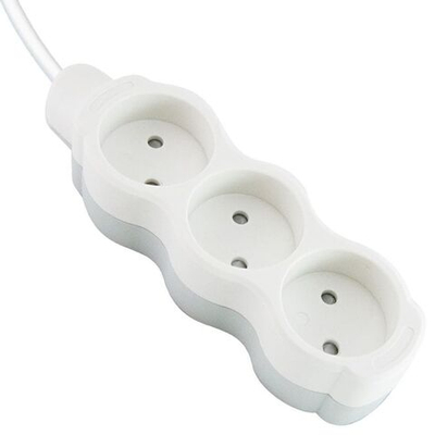 Удлинитель бытовой 3 гн, 3 м, ПВС, 2х0.75 мм2, б/з, 10 А, 250В,с з/ш, бело-сер, TDM, Люкс УЛ3, SQ130