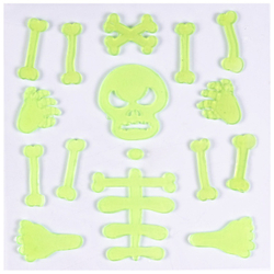 Наклейка гелевая "Скелет" светящиеся