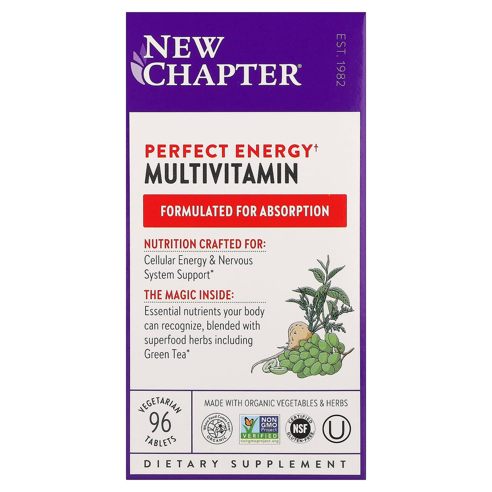 New Chapter, Perfect Energy, мультивитамины, 96 вегетарианских таблеток