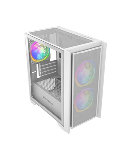 Powercase Alisio Micro Z3W ARGB, Tempered Glass, 3x 120mm ARGB fan, белый, mATX  (CAMZW-A3)
