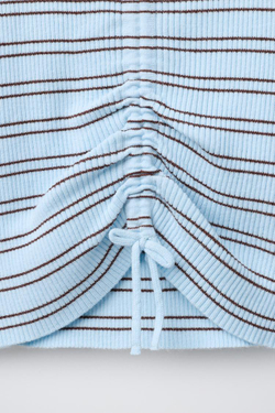 ZARA СВИТЕР В РУБЧИК СО СБОРКАМИ, ПОЛОСКИ