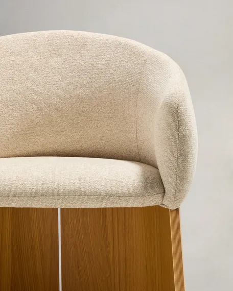 Стул Bosca из бежевого шенилла и дубового шпона