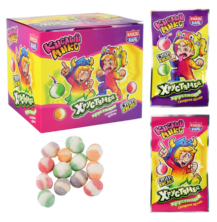 Хрустящее сахарное драже "Хрустямба. Кислый Микс" 10г*30шт*12 блоков