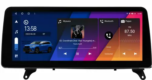 Магнитола для BMW X5 (E70), X6 (E71) 2006-2014 - Canbox H-Line 0161 монитор 12.3" QLED в стиле BMW на Android 10, Быстрая, ТОП-процессор, CarPlay, 4G SIM-слот