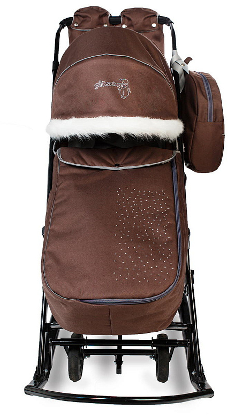 Детские санки-коляска Pikate Снеговик, шоколад